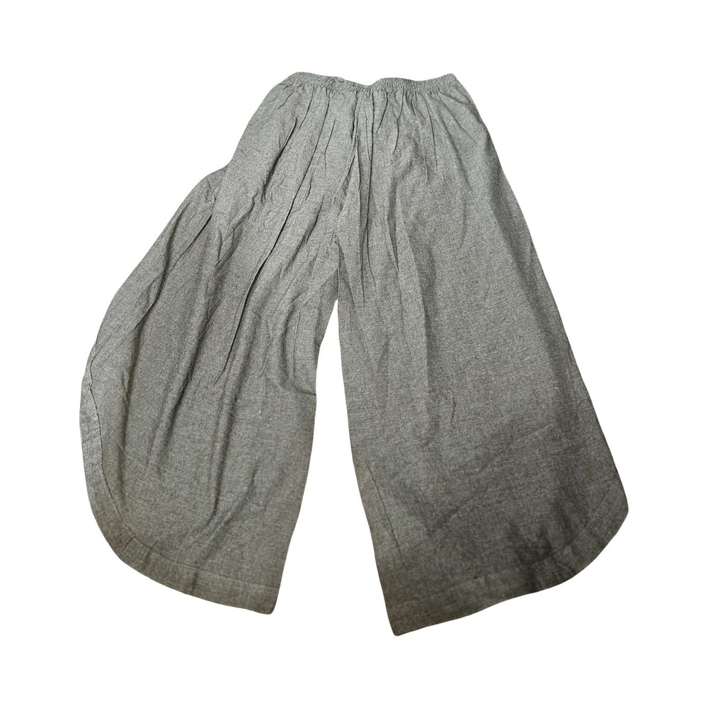 Karma Nepal Craft Grey 100% Cotton Double Layer Palazzo Pants Lace Up Front L - Picture 3 of 5